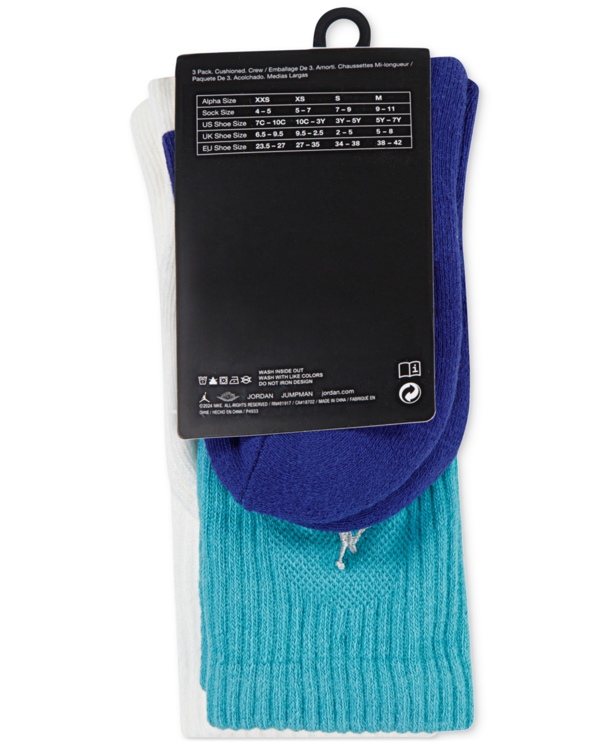 Jordan Big Boys Essentials Poolside Crew Socks, 3 Pack