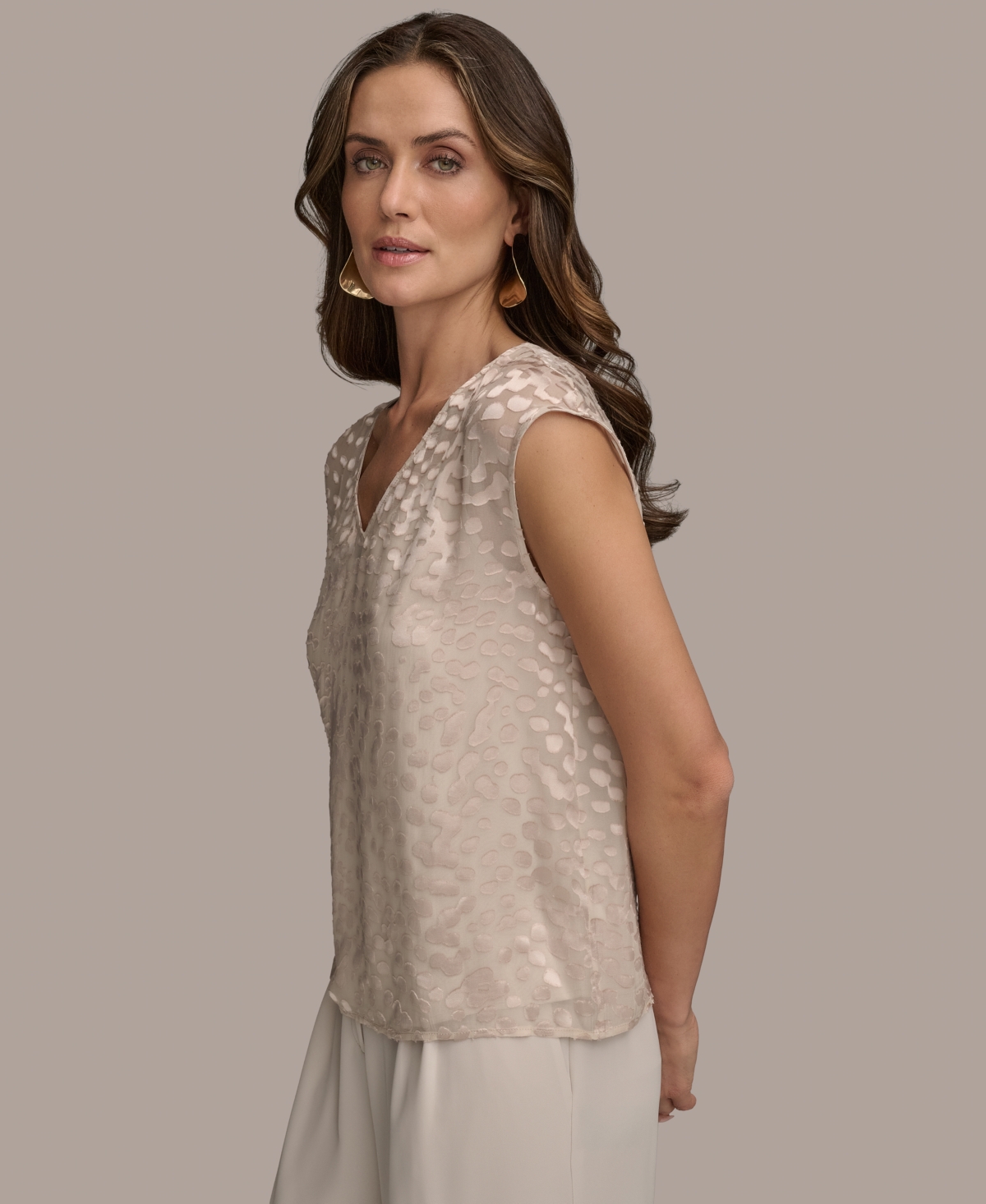 Shop Donna Karan Women's V-neck Burnout Blouse