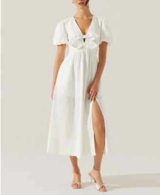knee length dresses for ladies Petal and Pup Women's Annette Puff Sleeve Shirred Midi Dress main image 0