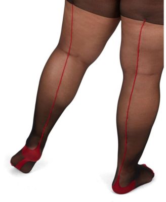 Plus Size Back Seam/Cuban Heel Curvy Control Top Pantyhose MM-2618	