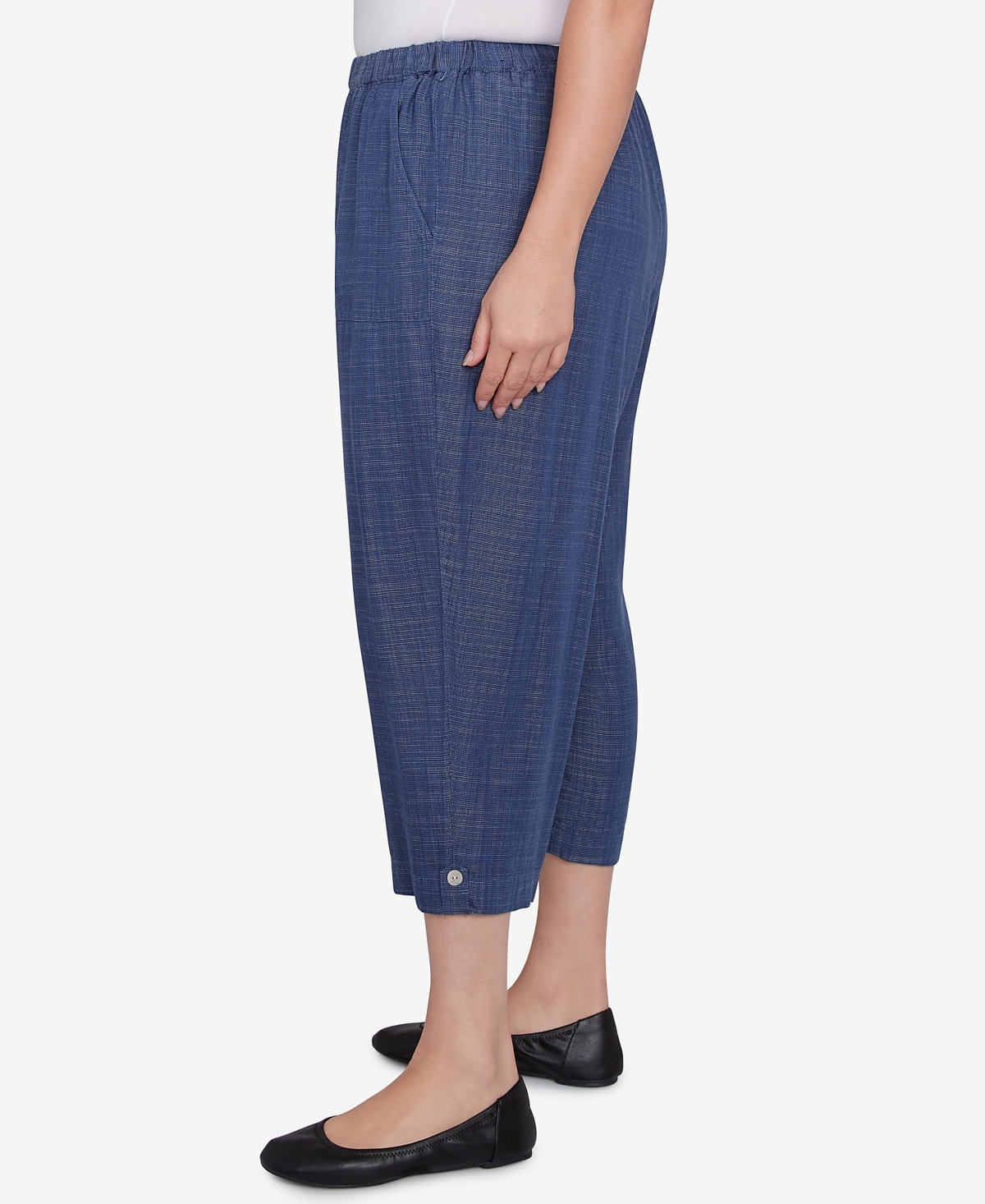 Alfred Dunner Plus Size Summer Solstice Relaxed Button Tab Capri Pants