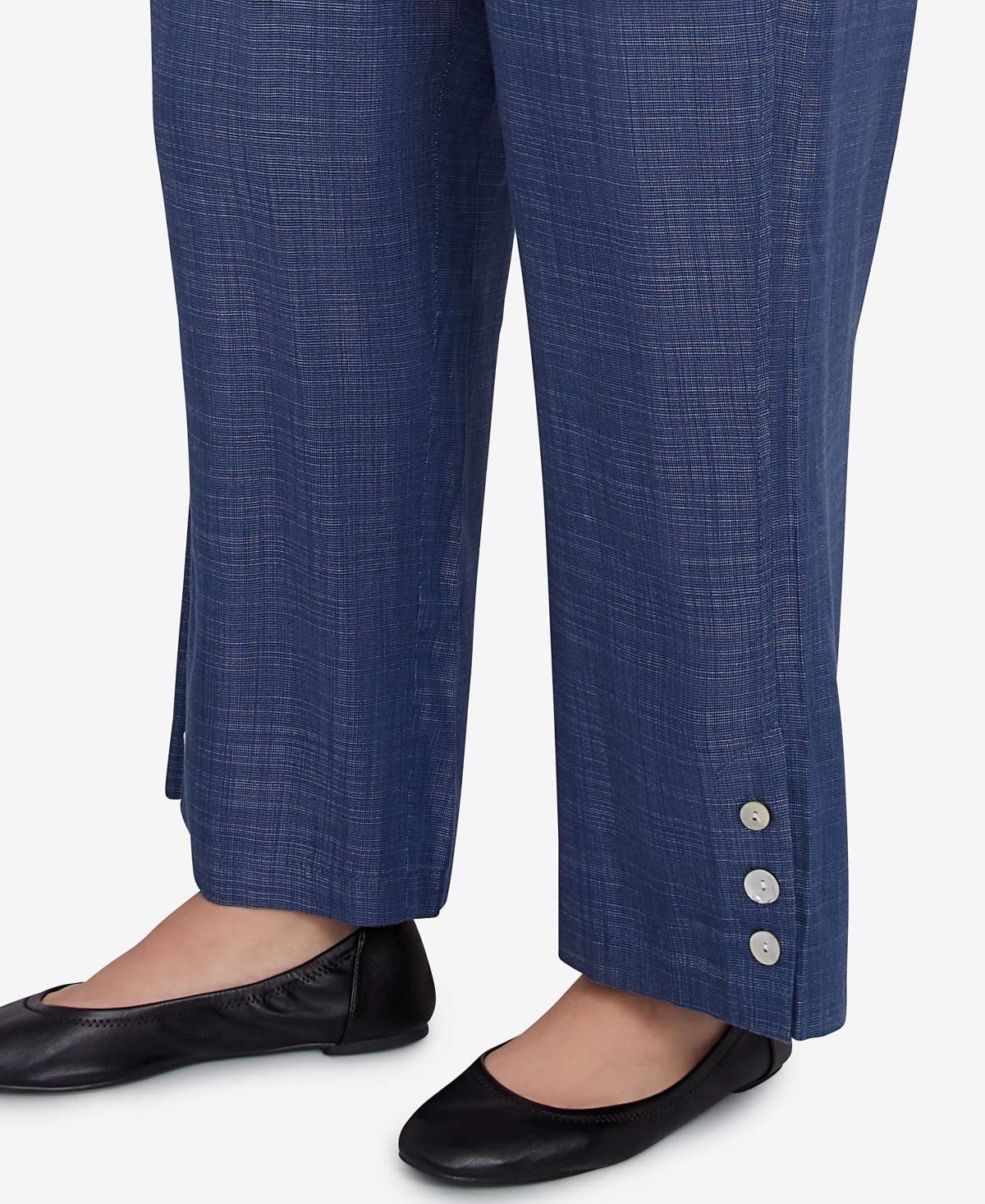 Alfred Dunner Plus Size Summer Solstice Relaxed Button Detail Pull On Ankle Pants