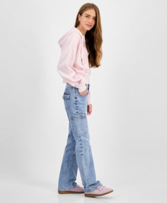 Juniors' Low Rise Cargo Bootcut Jeans