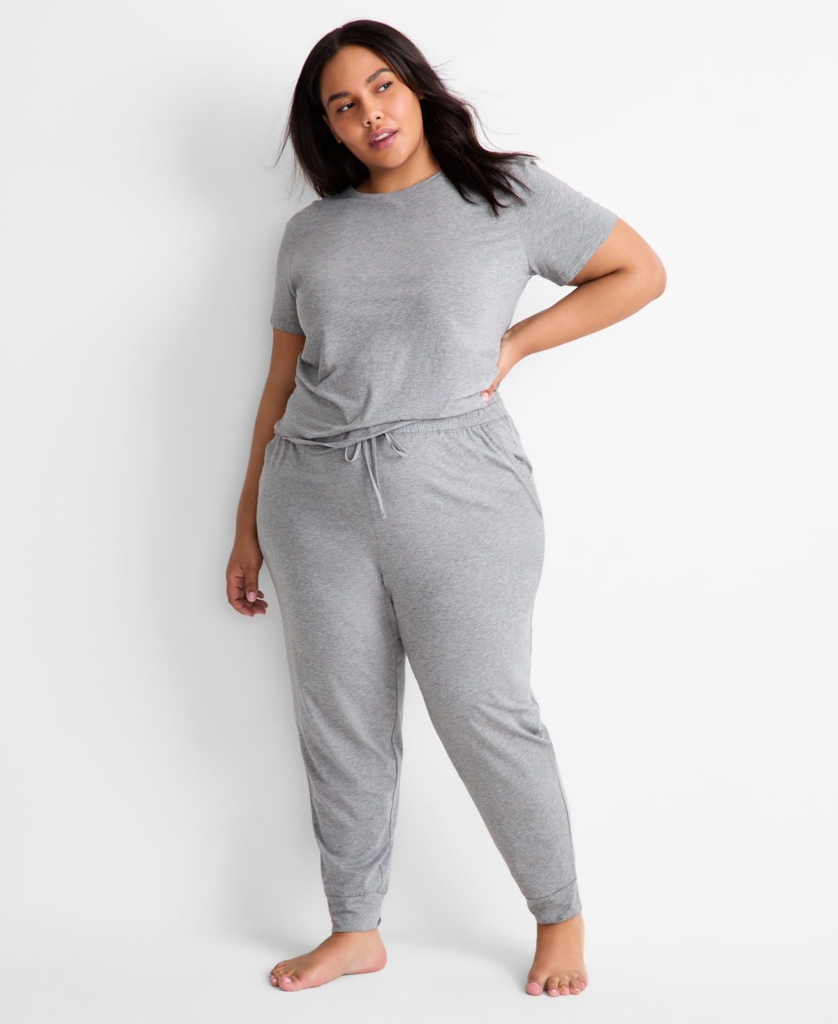 Women's Jogger Pajama Pants Xs-3X, Created for Macy's - Pewter Hth