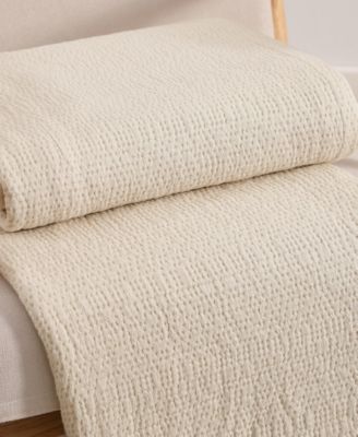 Running Stitch Solid Cotton Blanket, King