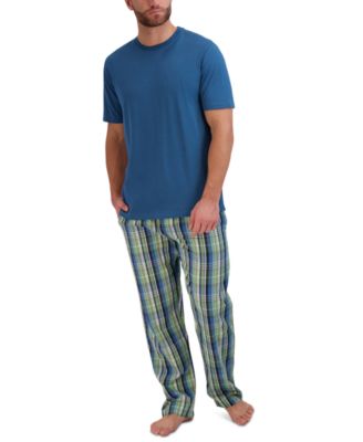 Hanes - Men's 2-Pc. Relaxed-Fit Sleep T-Shirt & Stretch Plaid Pajama Pants Set