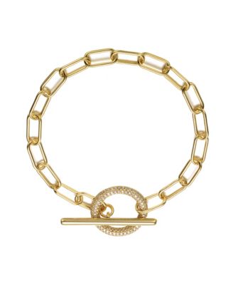 Teens 14K Gold Plated with Cubic Zirconia Double Entwined Cable Chain Bracelet