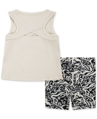 Baby Girls Wild Flower Tank Top & Printed Bike Shorts, 2 Piece Set	