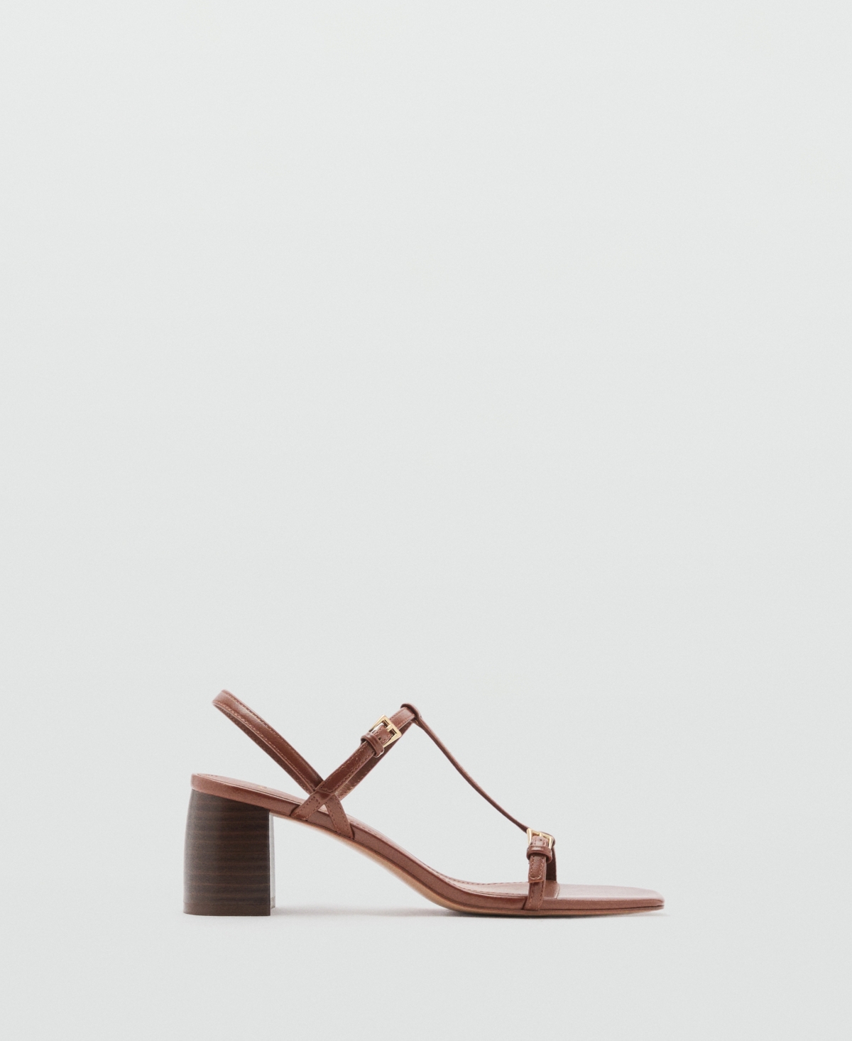 Mango High-heeled Sandals With Buckle Straps Leather In Leather
