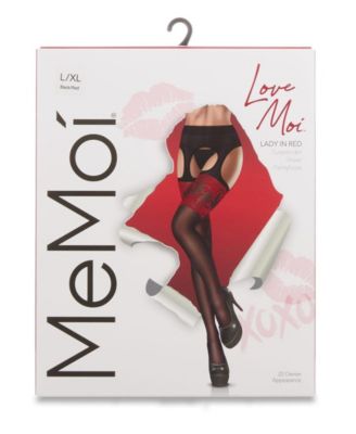 Women's Lady In Red Suspender 20 Denier Sheer Pantyhose LOV405	