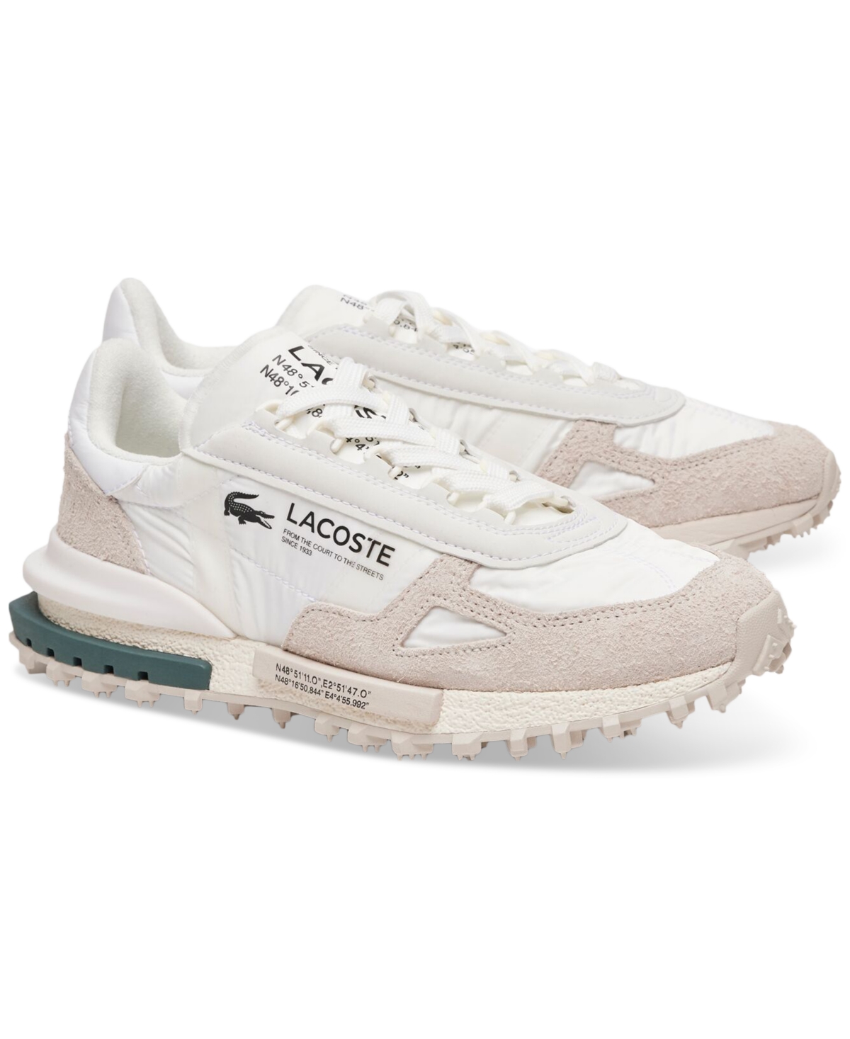 Lacoste Elite Active Logo-print Sneakers In White,dark Green