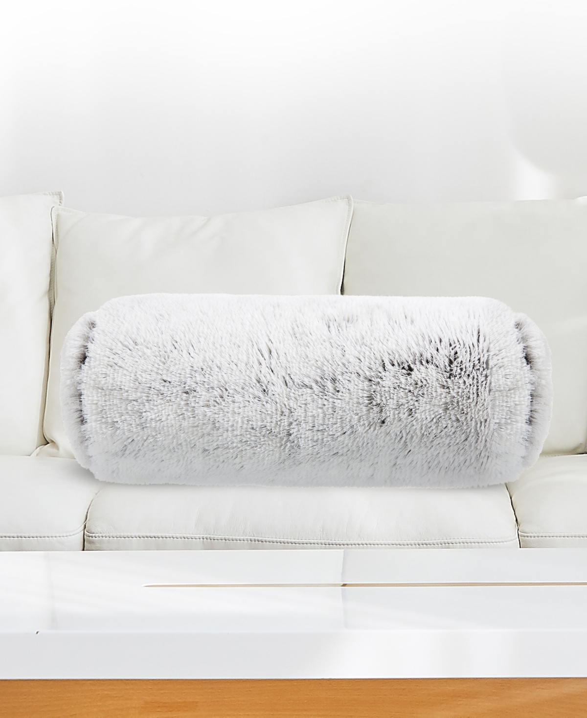 Cheer Collection Shaggy Bolster Decorative Pillow Set, 8" X 24" In Gray