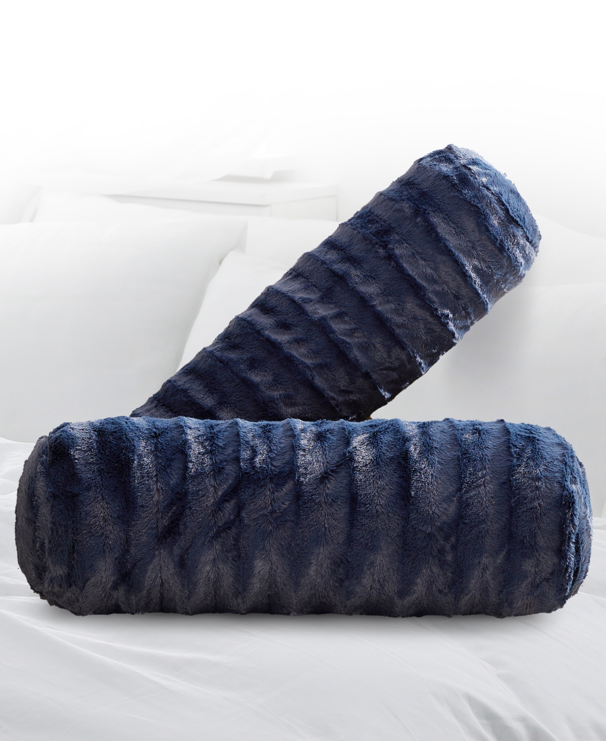Cheer Collection Bolster Decorative Pillow Set, 8" X 24" In Blue