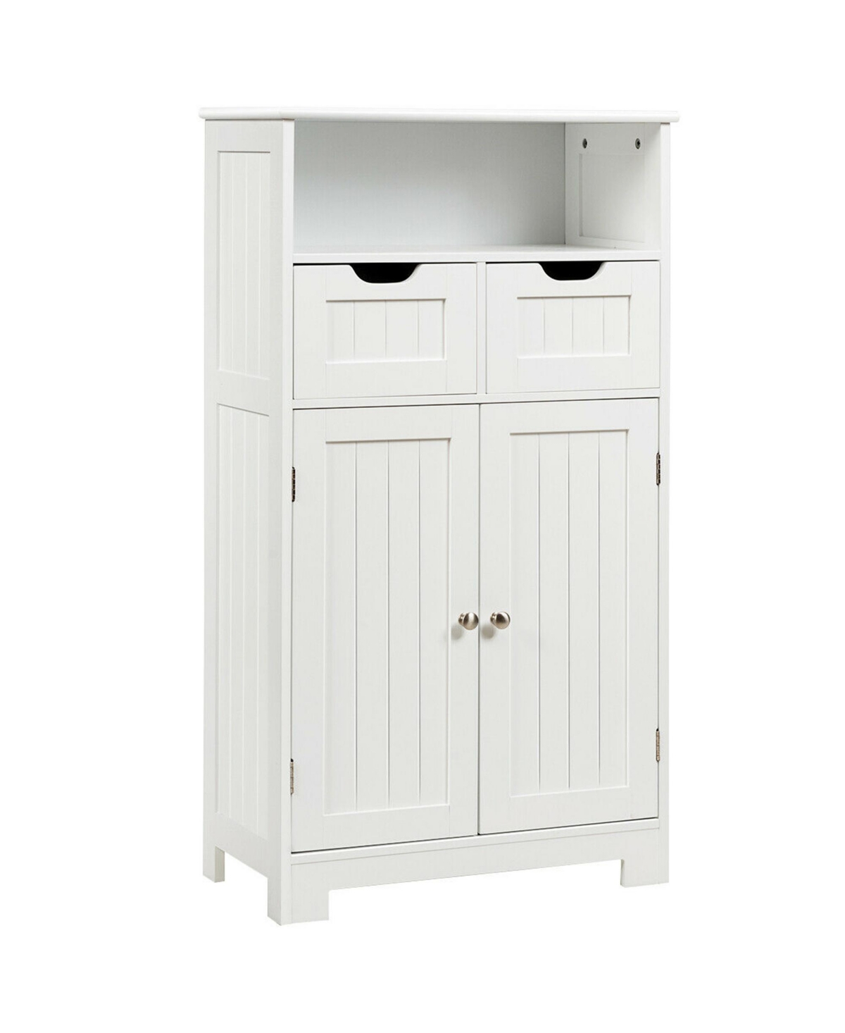 Bathroom Floor Cabinet Wooden Storage Organizer Side Cabinet W/2 Drawer 2 Doors - White