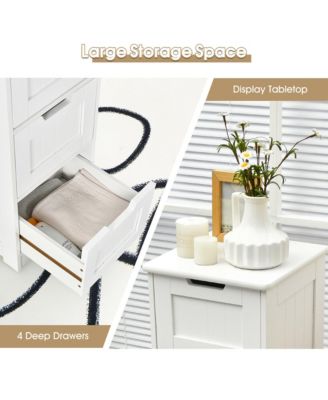Bathroom Floor Cabinet Free-Standing Side Storage Organizer w/ 4 Drawers
