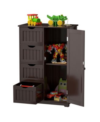 Wooden 4 Drawer Free Standing Bathroom Floor Cabinet Adjustable Storage Cupboard