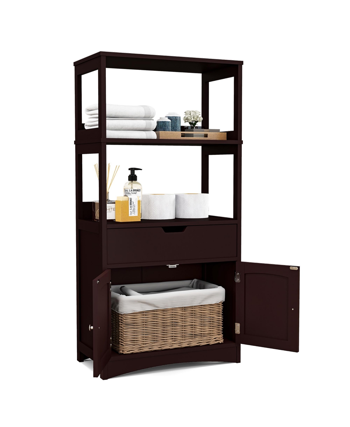 Bathroom Storage Cabinet w/Drawer Shelf Cupboard Floor Cabinet - White