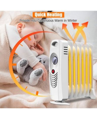 700W Oil Filled Space Heater Radiator w/ Adjustable Thermostat Home Office