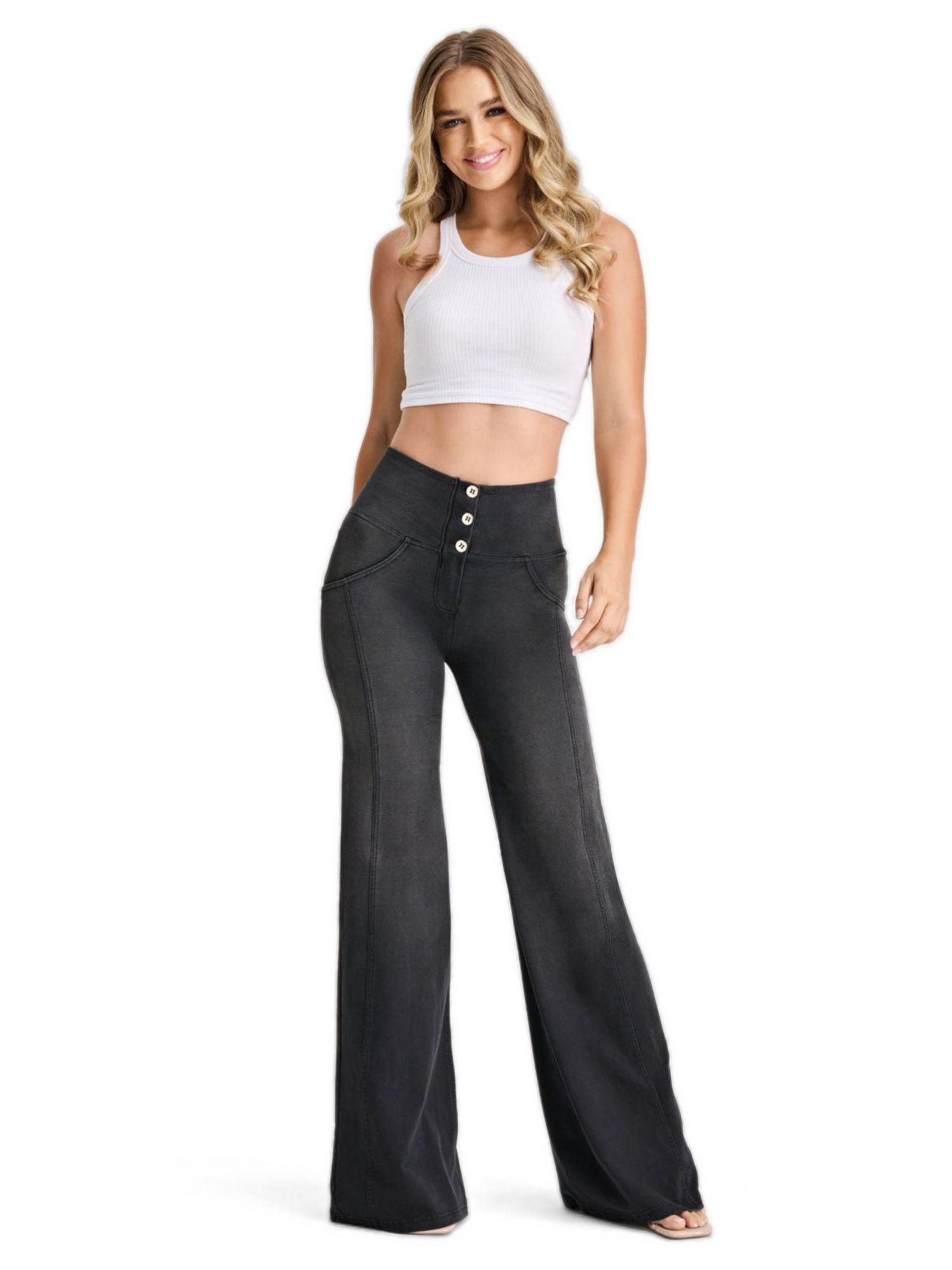 Women's High-Rise Sculpting Palazzo Flare Jeans