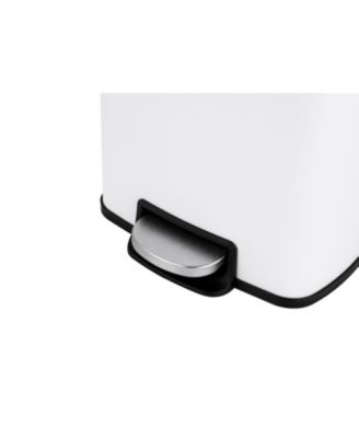 1.3 Gal./5 Liter Rectangular Matt White Step-on Trash Can for Bathroom and Office