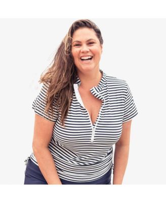Plus Size Half-Zip Adele Swim Top