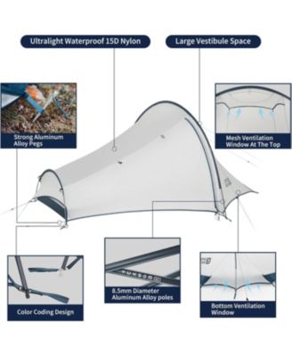 Jims Gear Ultralight Backpacking Tent, 1-2 Person Tunnel Tent with Vestibule, Waterproof and Windproof for High-Altitude Camping