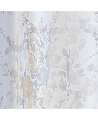 Gray 4 Piece Rod Pocket Semi Sheer Floral Window Curtain Panel Set