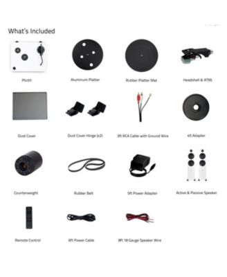 RT81 Elite Vinyl Turntable Ai81 Powered 2-Way Speakers Diamond Stylus Belt Drive Preamp Bluetooth Natural Walnut Audio System