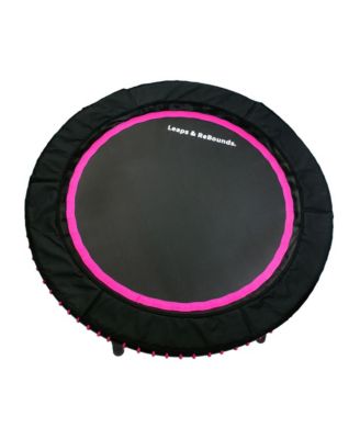 40" Adjustable Stability Bar Attachment with 40" Mini Fitness Trampoline and Home Gym Rebounder for Cardio Exercises, Pink
