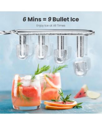 26Lbs Countertop Ice Maker, 9 Cubes in 8 Mins, Two Ice Size ,Self-Cleaning, with Scoop/Basket