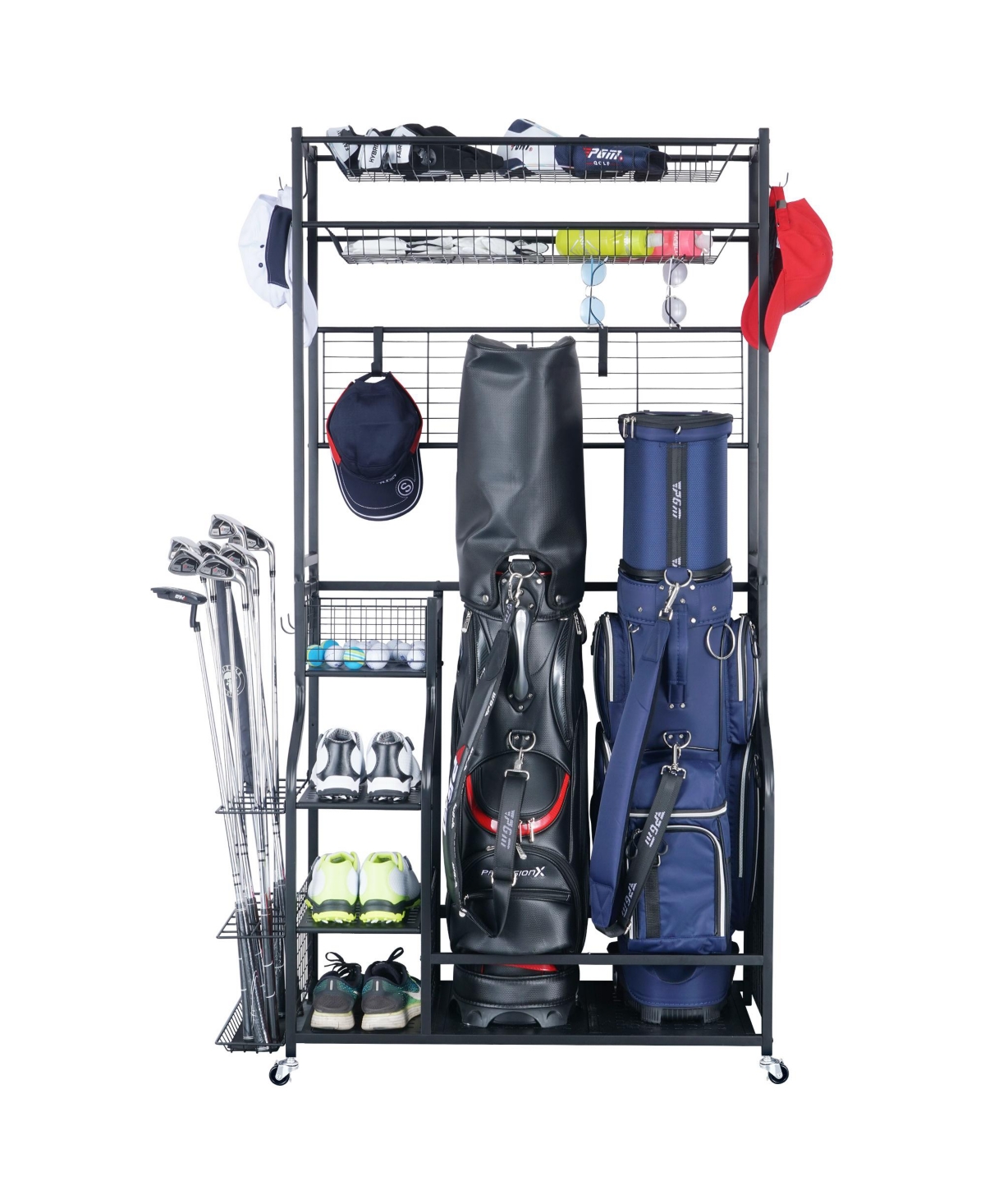 160 lbs. Weight Capacity 2 Golf Bags Sport Storage Stand Golfing Equipment Accessories Storage Rack Organizer