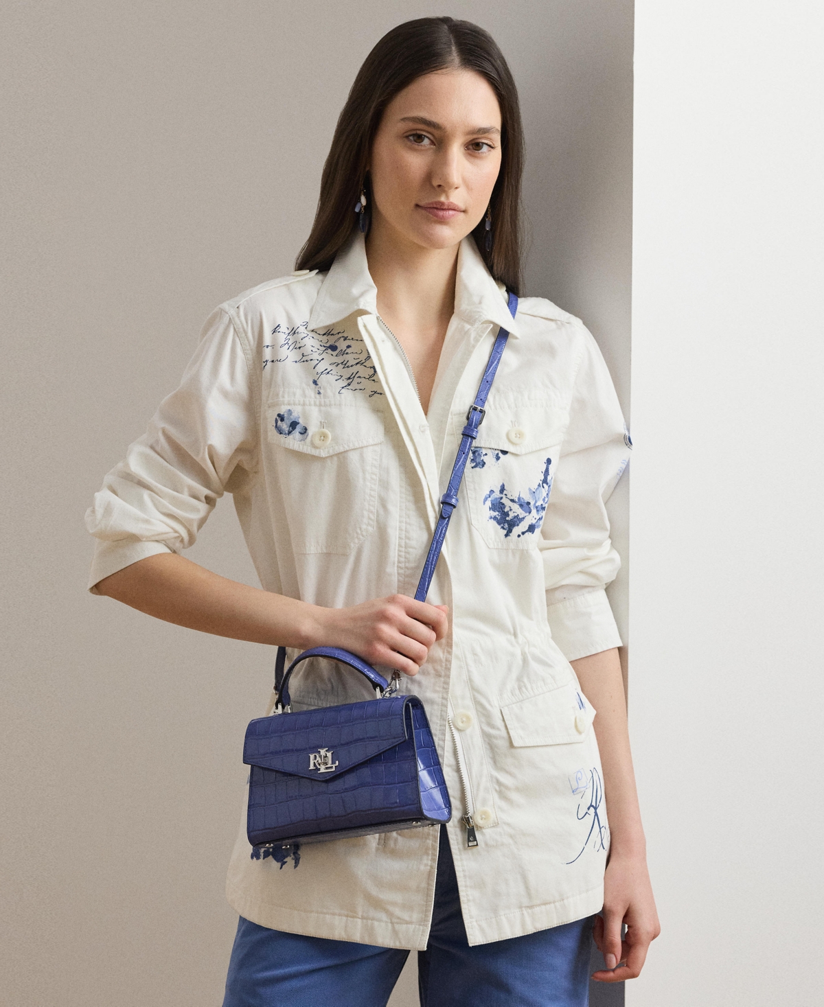 Ralph Lauren Crocodile-embossed Leather Small Farrah Satchel