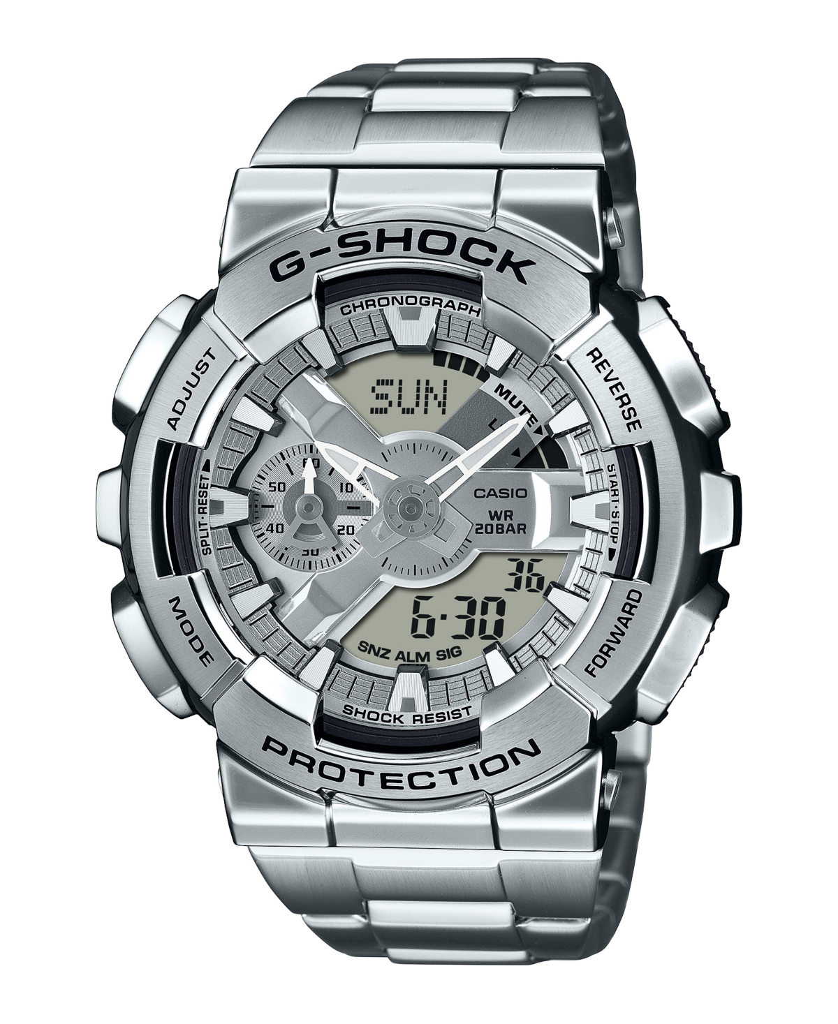Men's Quartz Silver Tone Stainless Steel Watch, 48.8mm - Silver