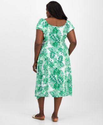 Trendy Plus Size Puff-Sleeve Midi Dress