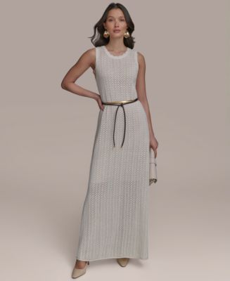 【Donna Karan New York】Pointelle Knit Belted Dress Donna Karan New York Women's Pointelle Knit Belted Dress