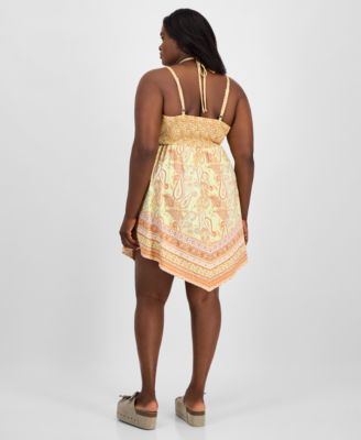 Trendy Plus Size Smocked Handkerchief-Hem Dress