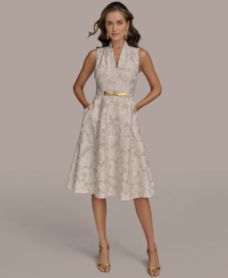 Women's Belted Jacquard Dress