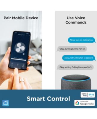 All Seasons 52" Ceiling Fan with Light, Quiet, Alexa/Google, 3 Color LED Lights, Reversible