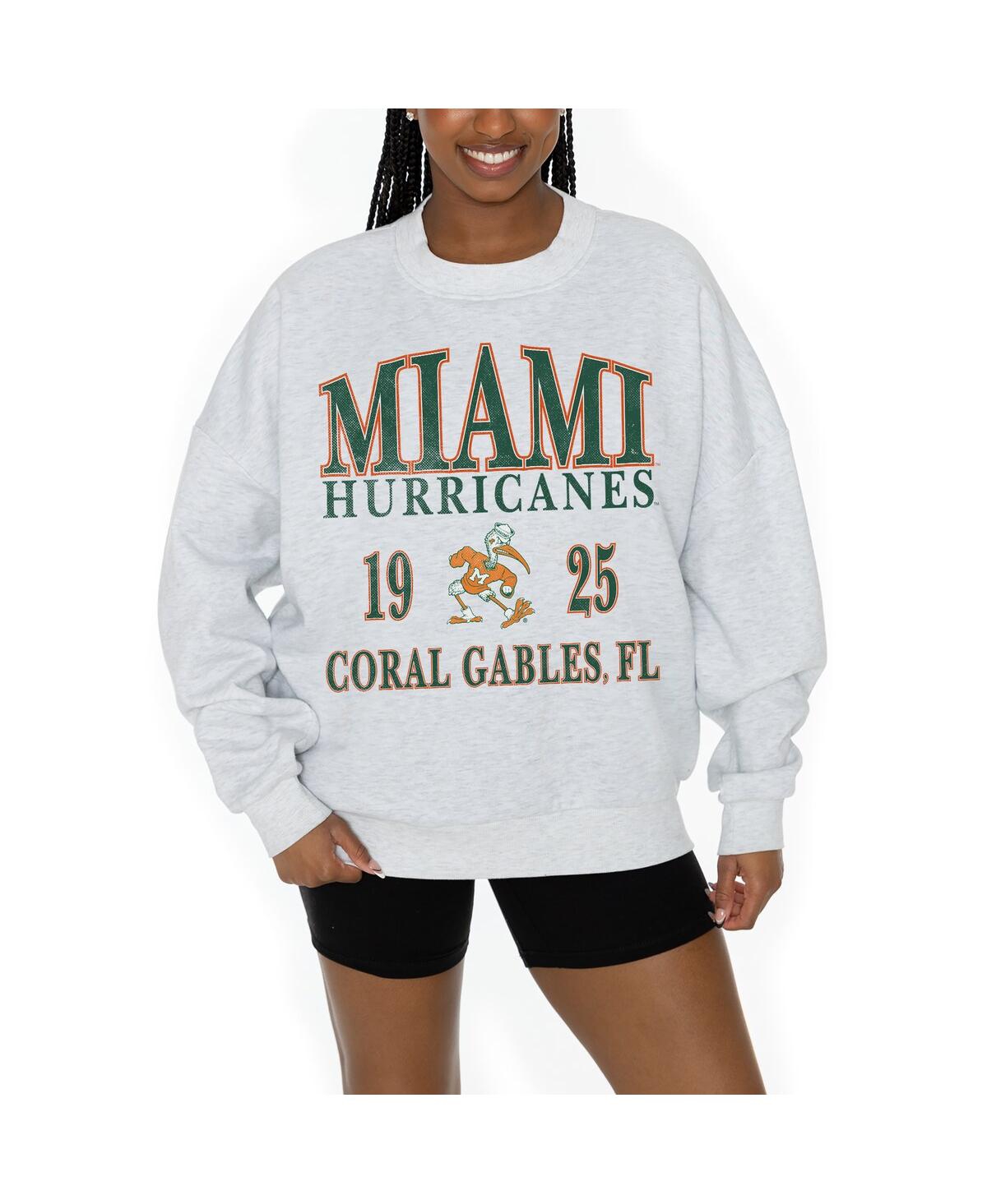 Gameday Couture Women's Ash Miami Hurricanes Premium Fleece Pullover Sweatshirt In White