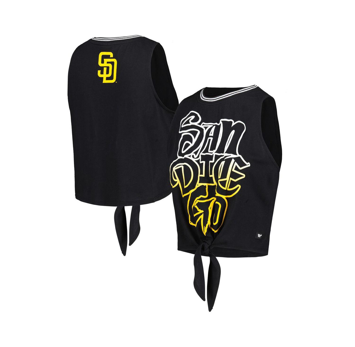 Women's Black San Diego Padres Twisted Tie Front Tank Top