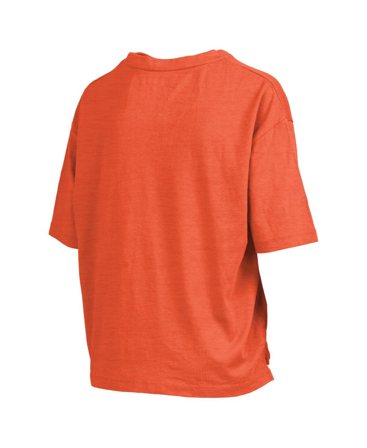 PRESSBOX WOMEN'S ORANGE FLORIDA GATORS NELSON ARCH OVER LOGO WAIST LENGTH OVERSIZED SLUB T-SHIRT 