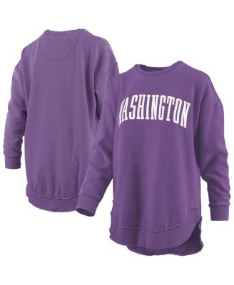 Pressbox - Women's&nbsp;Purple Washington Huskies Melange Poncho Vintage Fleece Long Sleeve Pullover Sweatshirt