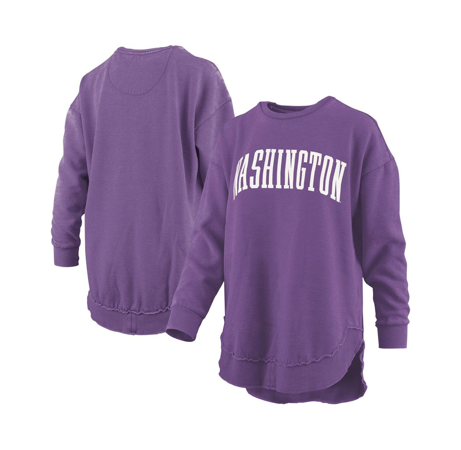Women's Purple Washington Huskies Melange Poncho Vintage Fleece Long Sleeve Pullover Sweatshirt