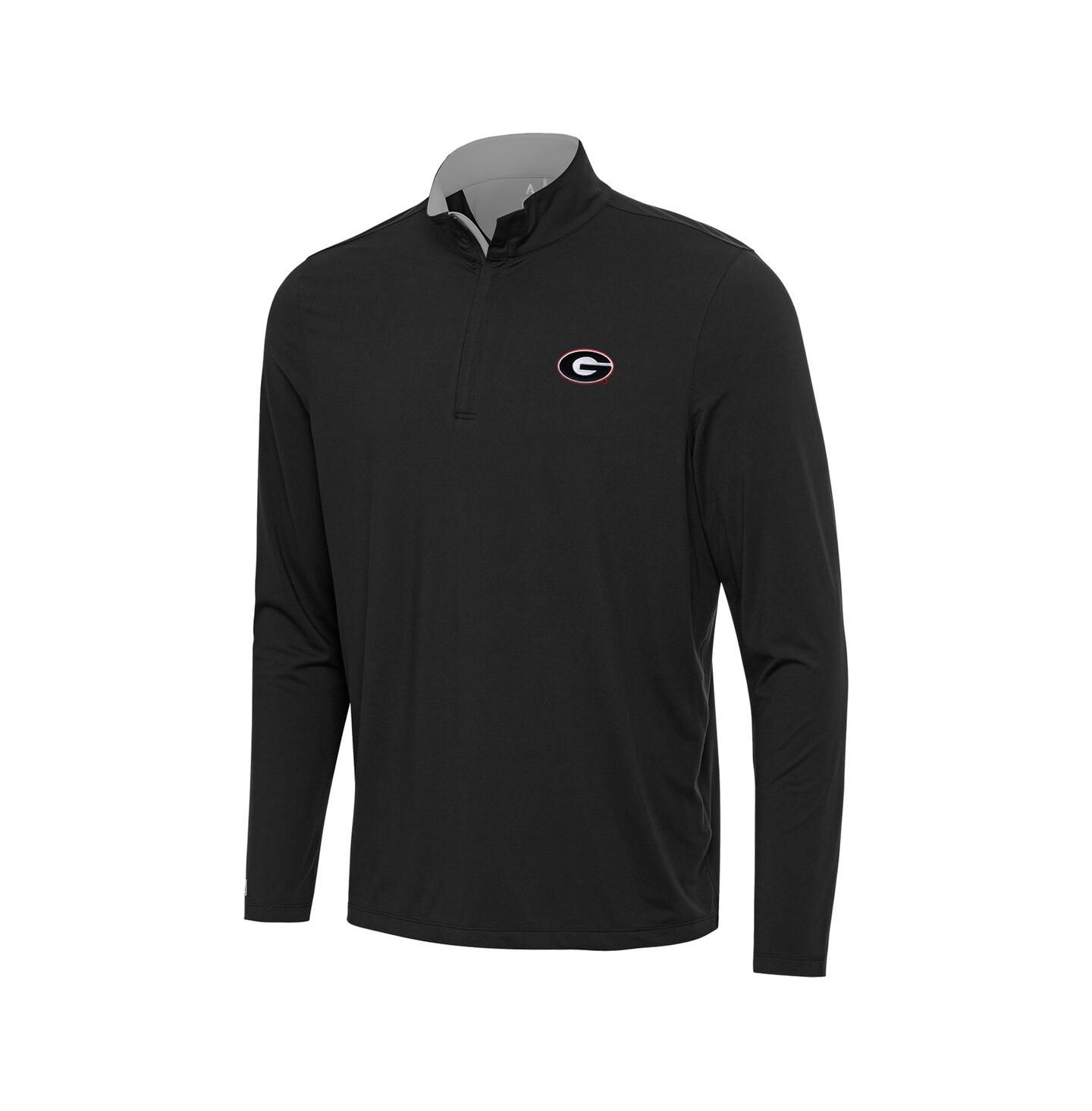 Мужской свитер Antigua Heather Gray Georgia Bulldogs Content Quarter-Zip Pullover Top — фото 3