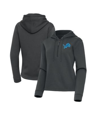 Antigua - Women's Pewter Detroit Lions Contemporary Quarter-Zip Hoodie