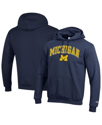 Champion - Men's&nbsp; Navy Michigan Wolverines Arched Logo Fleece Pullover Hoodie