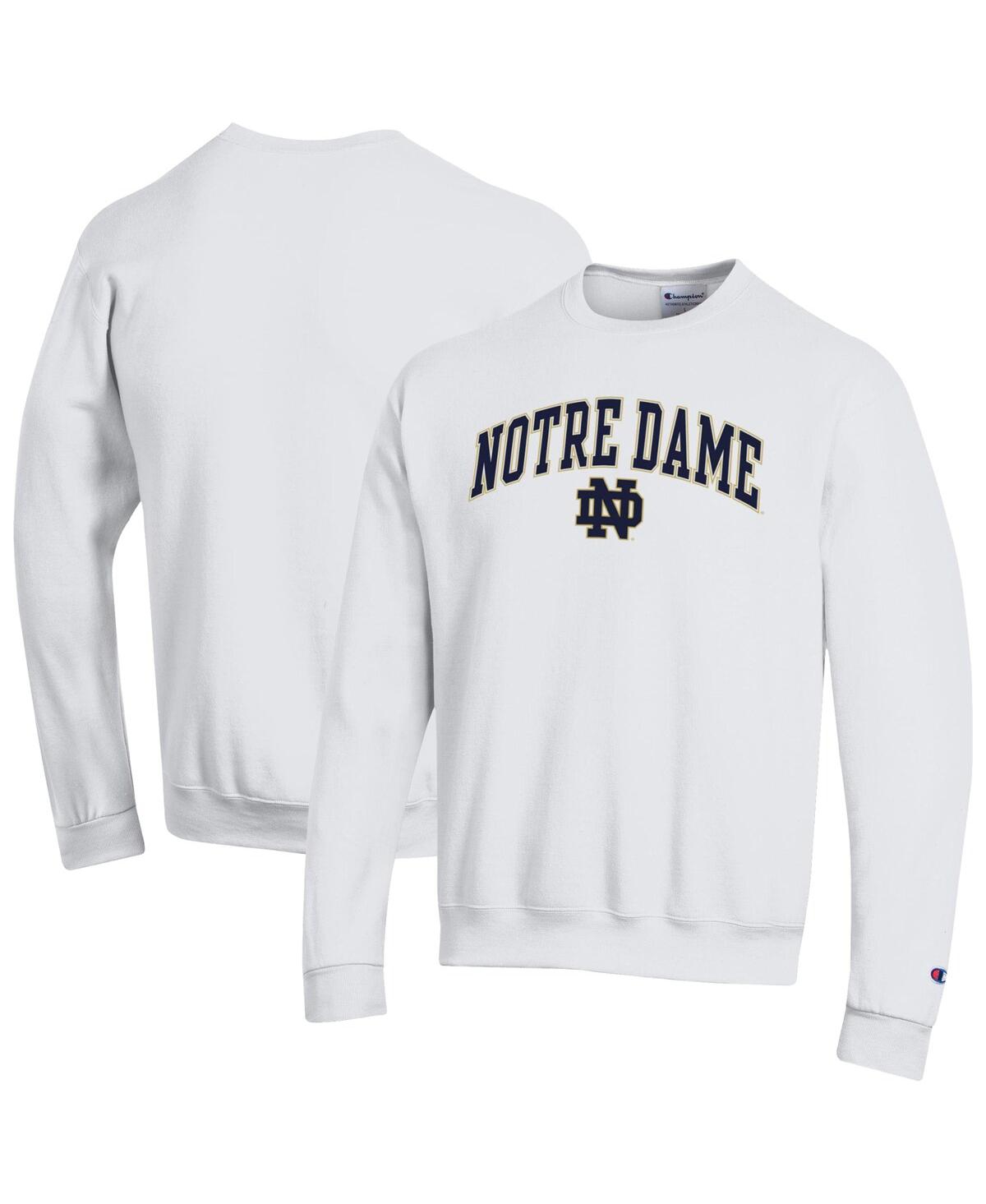 Champion Men's Navy Notre Dame Fighting Irish Arch Over Logo Pullover Sweatshirt - White