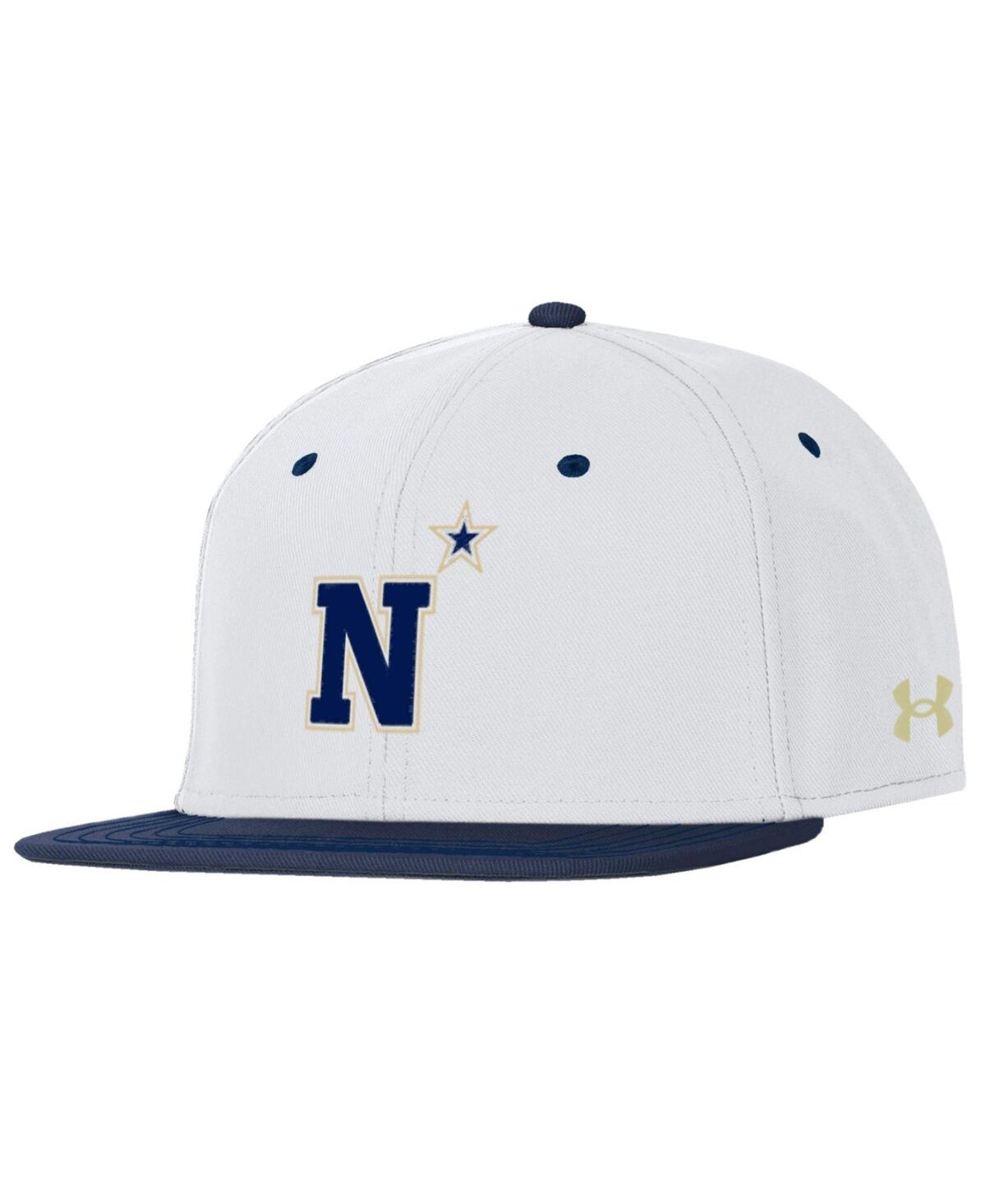 Men's White/Navy Midshipmen Baseball Fitted Hat - White, Navy