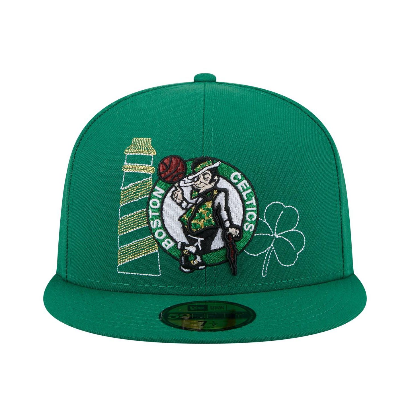 Мужская кепка New Era Kelly Green Boston Celtics State Stitch 59FIFTY Fitted Hat — фото 5