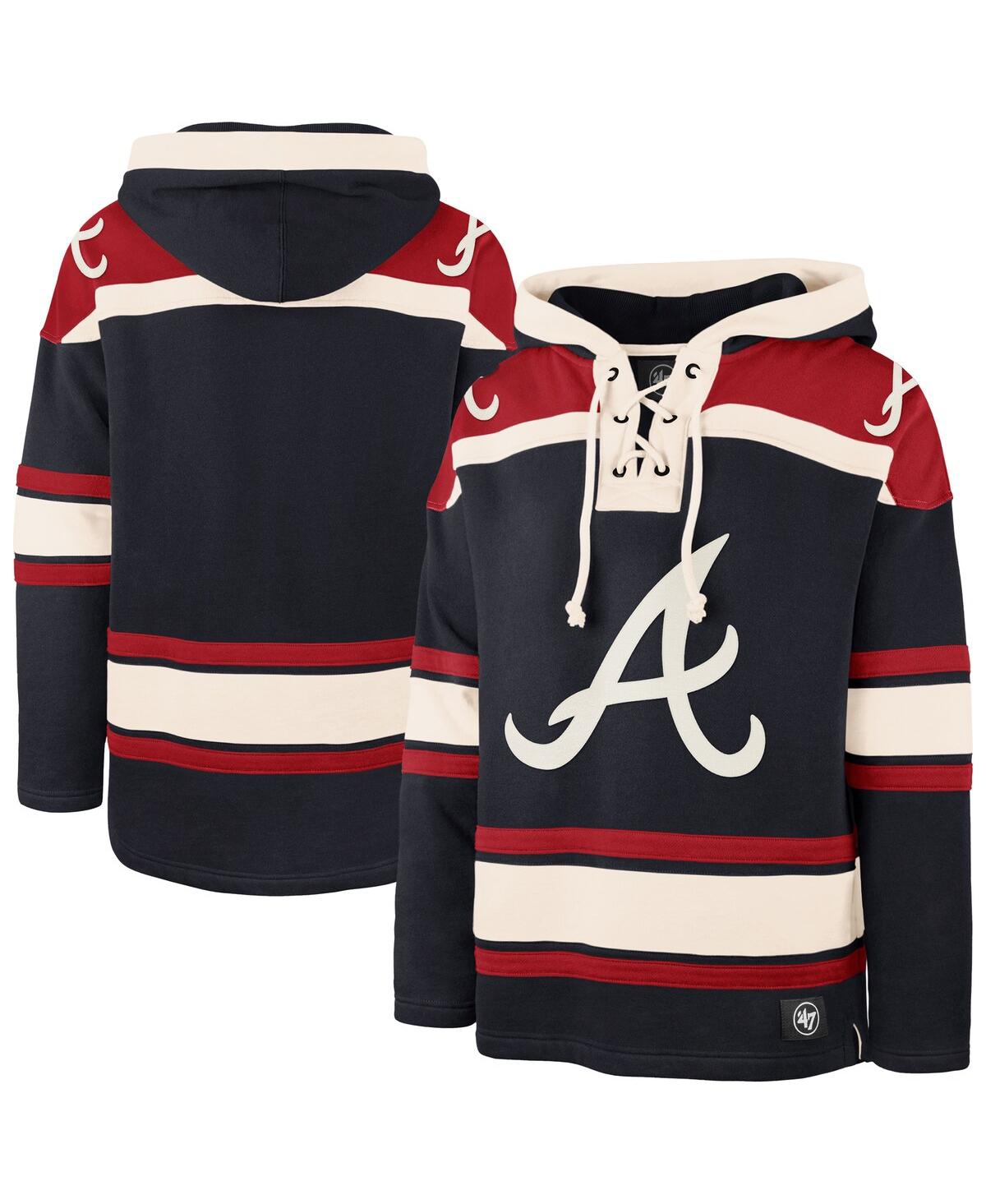 '47 Brand Men's Navy Atlanta Braves Superior Lacer Pullover Hoodie - Navy